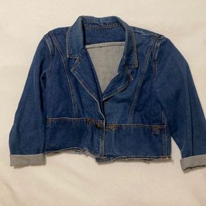 Vintage 80s Cropped Denim/Jean Jacket Blazer Med.